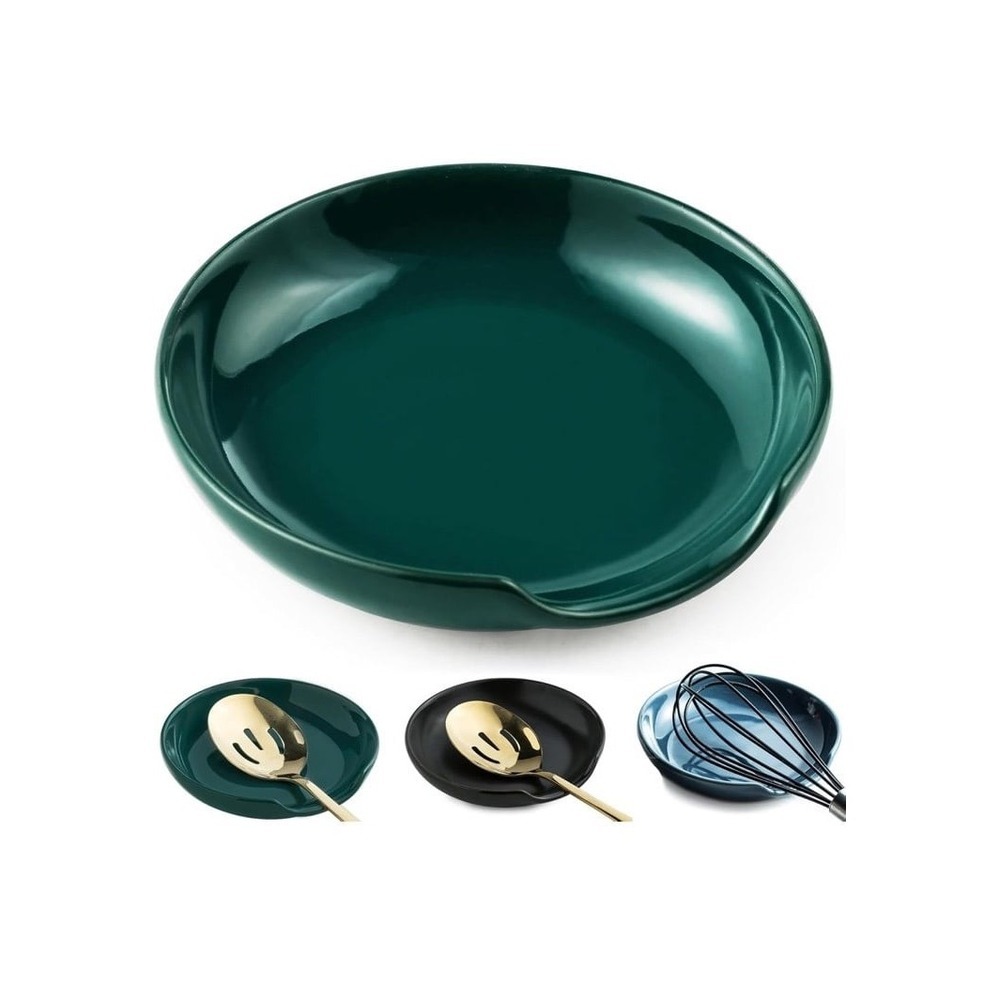 LYEOBOH Spoon Rest for Stove Top,‎ Porcelain Spoon Holder Cooking Spoon Rest for